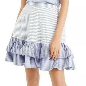 J Crew White Lagoon Tiered Ruffle Skirt- Sz. 8
